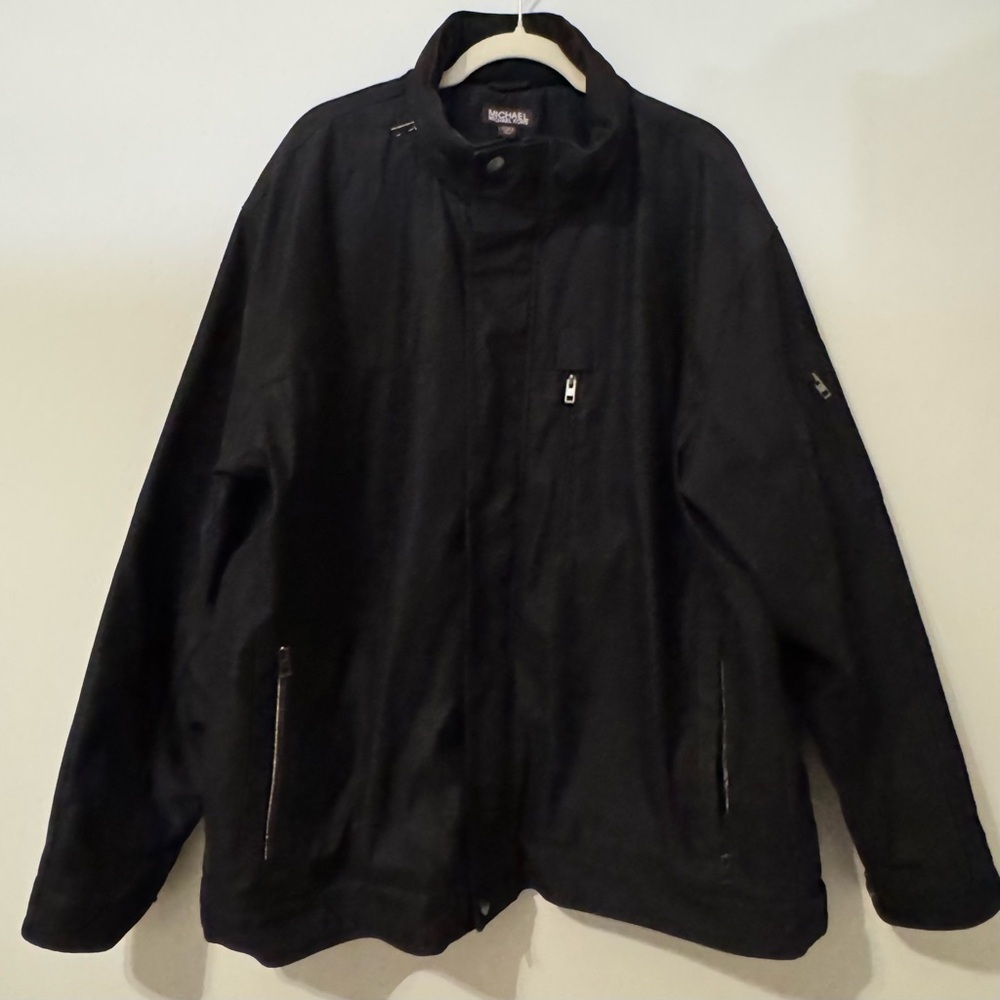 Michael Kors Black Wool Lined Water Resistant Full Zip Coat Size XXL